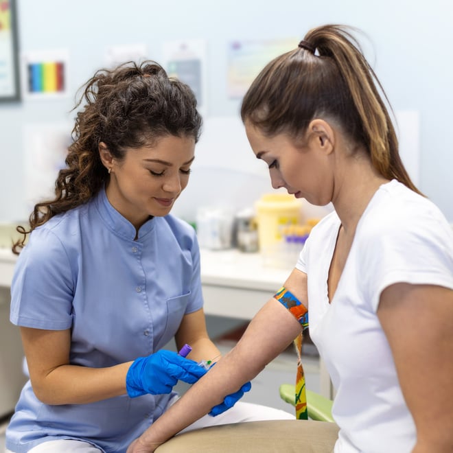 nurse and patient blood test