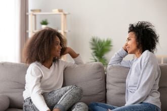 mother daughter talking
