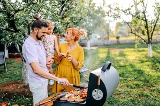 family barbecuing
